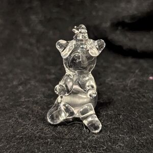 Vintage Clear Glass Bear Necklace Charm OS